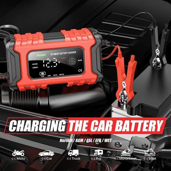 Умное зарядное устройство FOXSUR 12V 6A для автомобильных свинцово-кислотных аккумуляторов универсальное с функцией восстановления 001210 фото
