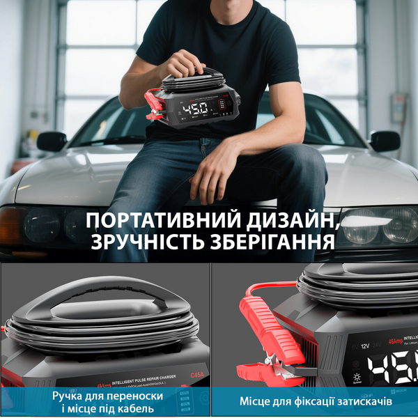 Умное зарядное устройство HTRC C45A для литиевых, свинцово-кислотных, LiFePO4 аккумуляторов 6V/12V/24V автомобильный зарядник 45А 001204 фото